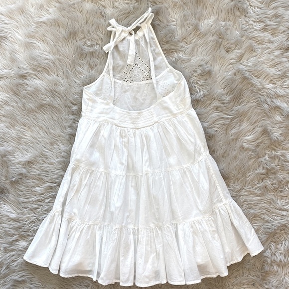 UO Head In The Clouds Crochet Neck Tiered Halter Mini Dress - Picture 11 of 16